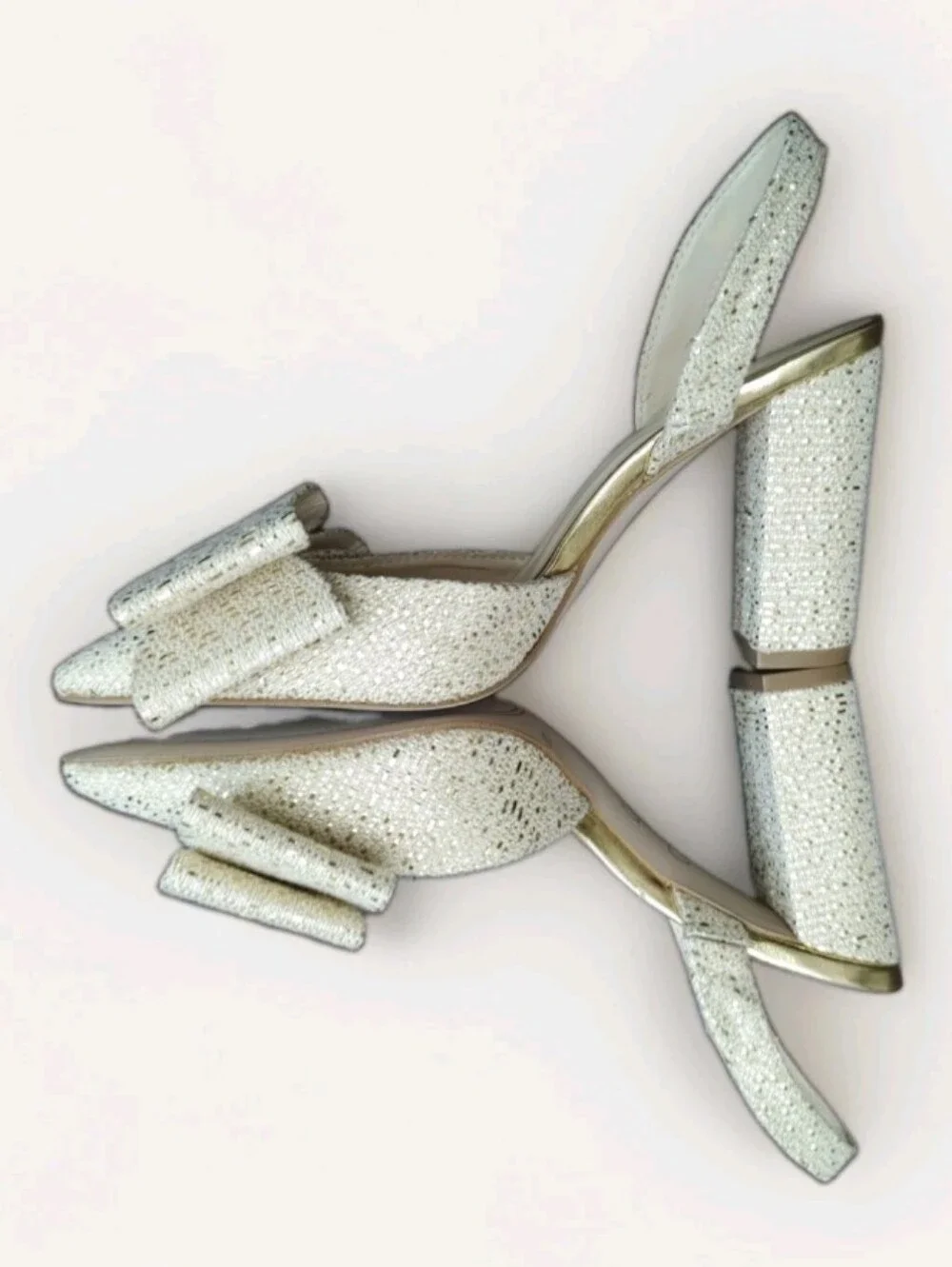 Jessica Simpson Nekira 3 Slingback Heel Pumps Soft Gold Glitter 6.5M NWOT Or Box